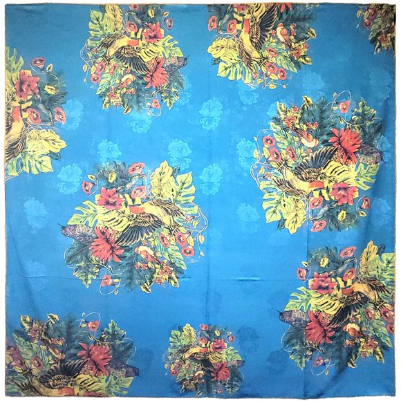 NWT Double Sided Silk Scarf 52"x52" Large Square Shawl Wrap XiangYunShal 2286 - Picture 5 of 15